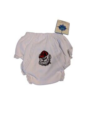 NWT White UGA Baby Bloomers with Red & Black Bulldog Patch